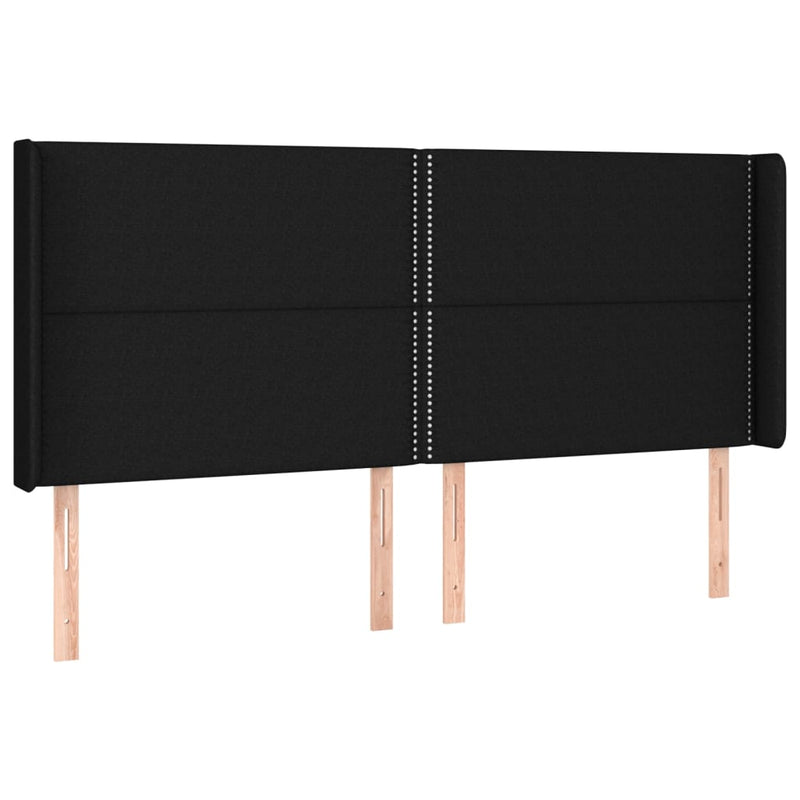 vidaXL fekete szövet rugós és LED-es ágy matraccal 200x200 cm