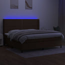 vidaXL barna szövet rugós és LED-es ágy matraccal 200x200 cm