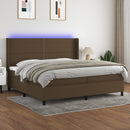 vidaXL barna szövet rugós és LED-es ágy matraccal 200x200 cm