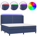 vidaXL kék szövet rugós és LED-es ágy matraccal 200 x 200 cm
