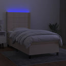 vidaXL krémszínű szövet rugós és LED-es ágy matraccal 80 x 200 cm