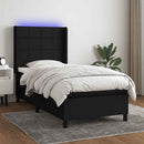 vidaXL fekete szövet rugós és LED-es ágy matraccal 90x190 cm