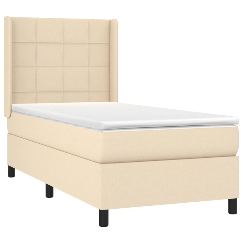 vidaXL krémszínű szövet rugós és LED-es ágy matraccal 90x190 cm