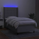 vidaXL világosszürke szövet rugós és LED-es ágy matraccal 90x200 cm