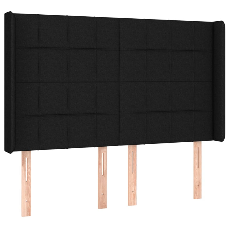 vidaXL fekete szövet rugós és LED-es ágy matraccal 140x190 cm