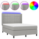 vidaXL világosszürke szövet rugós és LED-es ágy matraccal 140x200 cm