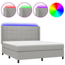 vidaXL világosszürke szövet rugós és LED-es ágy matraccal 160x200 cm