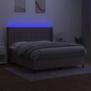 vidaXL tópszínű szövet rugós és LED-es ágy matraccal 160x200 cm