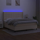 vidaXL krémszínű szövet rugós és LED-es ágy matraccal 160x200 cm