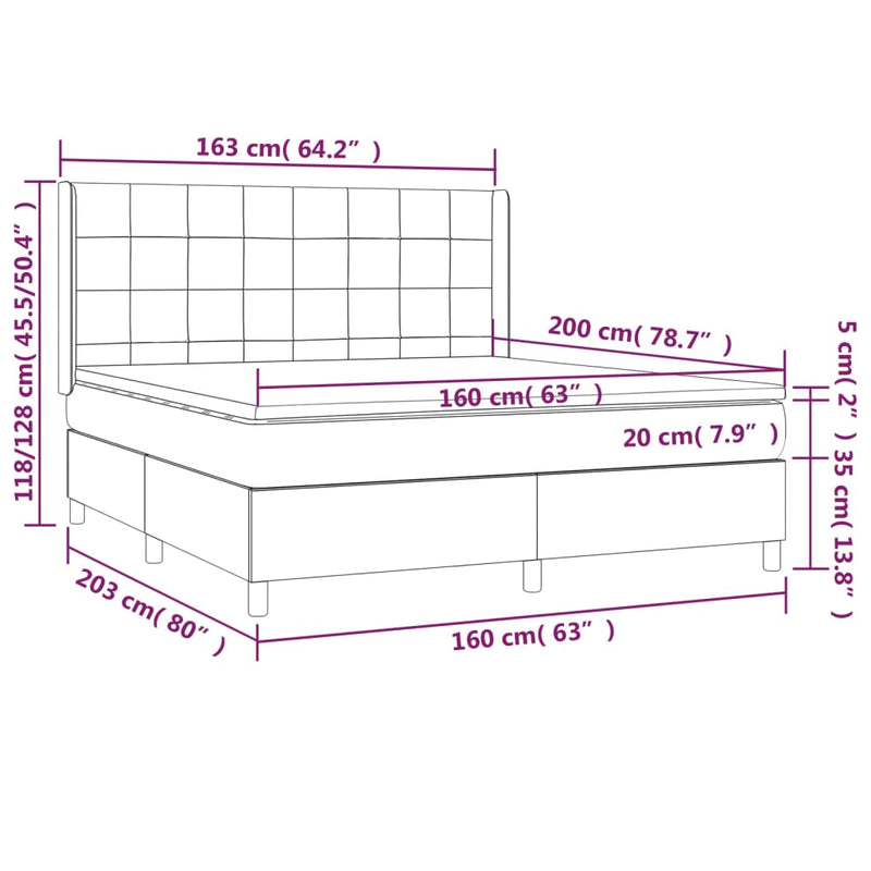 vidaXL krémszínű szövet rugós és LED-es ágy matraccal 160x200 cm