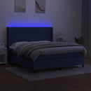 vidaXL kék szövet rugós és LED-es ágy matraccal 160x200 cm