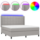 vidaXL világosszürke szövet rugós és LED-es ágy matraccal 160x200 cm