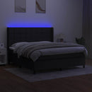vidaXL fekete szövet rugós és LED-es ágy matraccal 180 x 200 cm