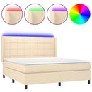 vidaXL krémszínű szövet rugós és LED-es ágy matraccal 180 x 200 cm