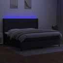 vidaXL fekete szövet rugós és LED-es ágy matraccal 200x200 cm