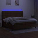 vidaXL barna szövet rugós és LED-es ágy matraccal 200x200 cm