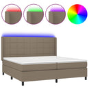 vidaXL tópszínű szövet rugós és LED-es ágy matraccal 200 x 200 cm