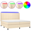 vidaXL krémszínű szövet rugós és LED-es ágy matraccal 200 x 200 cm