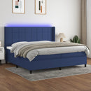 vidaXL kék szövet rugós és LED-es ágy matraccal 200 x 200 cm
