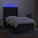 vidaXL fekete szövet rugós és LED-es ágy matraccal 80 x 200 cm