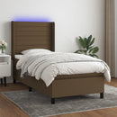 vidaXL barna szövet rugós és LED-es ágy matraccal 80 x 200 cm