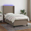 vidaXL tópszínű szövet rugós és LED-es ágy matraccal 90x190 cm