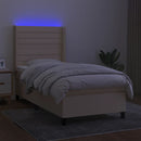 vidaXL krémszínű szövet rugós és LED-es ágy matraccal 90x190 cm