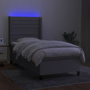 vidaXL világosszürke szövet rugós és LED-es ágy matraccal 90x200 cm