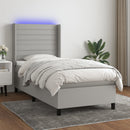 vidaXL világosszürke szövet rugós és LED-es ágy matraccal 90x200 cm