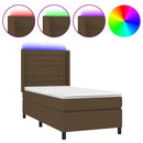 vidaXL barna szövet rugós és LED-es ágy matraccal 90x200 cm
