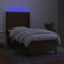 vidaXL barna szövet rugós és LED-es ágy matraccal 90x200 cm