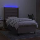 vidaXL tópszínű szövet rugós és LED-es ágy matraccal 90x200 cm