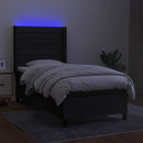 vidaXL fekete szövet rugós és LED-es ágy matraccal 100x200 cm