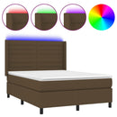 vidaXL barna szövet rugós és LED-es ágy matraccal 140x190 cm