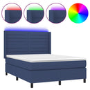 vidaXL kék szövet rugós és LED-es ágy matraccal 140x190 cm