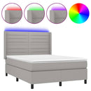 vidaXL világosszürke szövet rugós és LED-es ágy matraccal 140x200 cm