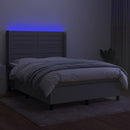 vidaXL világosszürke szövet rugós és LED-es ágy matraccal 140x200 cm