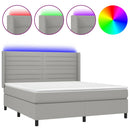 vidaXL világosszürke szövet rugós és LED-es ágy matraccal 160x200 cm