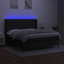 vidaXL fekete szövet rugós és LED-es ágy matraccal 160x200 cm