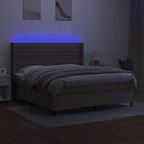 vidaXL tópszínű szövet rugós és LED-es ágy matraccal 160x200 cm