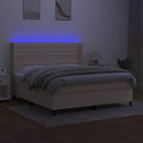 vidaXL krémszínű szövet rugós és LED-es ágy matraccal 160x200 cm