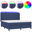 vidaXL kék szövet rugós és LED-es ágy matraccal 160x200 cm