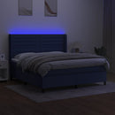 vidaXL kék szövet rugós és LED-es ágy matraccal 160x200 cm