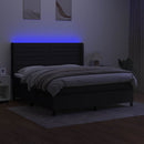 vidaXL fekete szövet rugós és LED-es ágy matraccal 180 x 200 cm