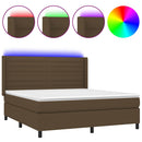 vidaXL barna szövet rugós és LED-es ágy matraccal 180 x 200 cm