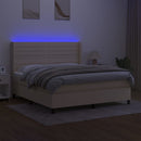 vidaXL krémszínű szövet rugós és LED-es ágy matraccal 180 x 200 cm