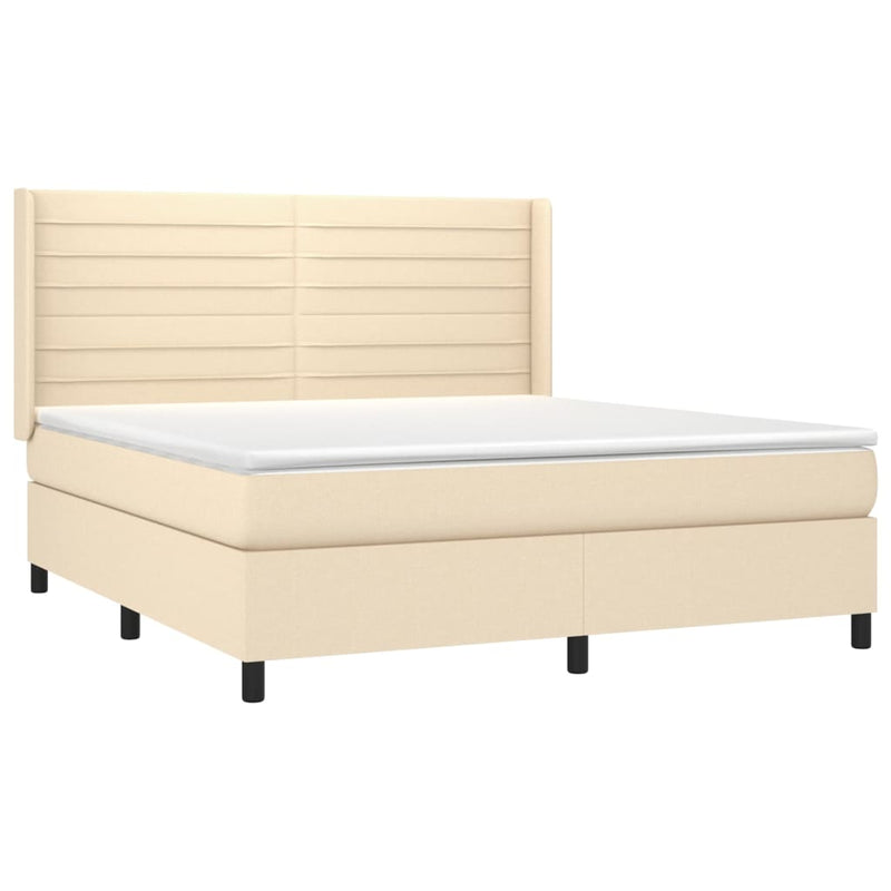 vidaXL krémszínű szövet rugós és LED-es ágy matraccal 180 x 200 cm