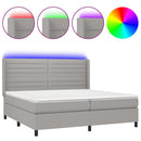 vidaXL világosszürke szövet rugós és LED-es ágy matraccal 200x200 cm