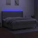 vidaXL világosszürke szövet rugós és LED-es ágy matraccal 200x200 cm