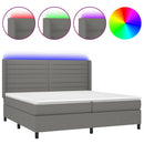 vidaXL sötétszürke szövet rugós és LED-es ágy matraccal 200x200 cm